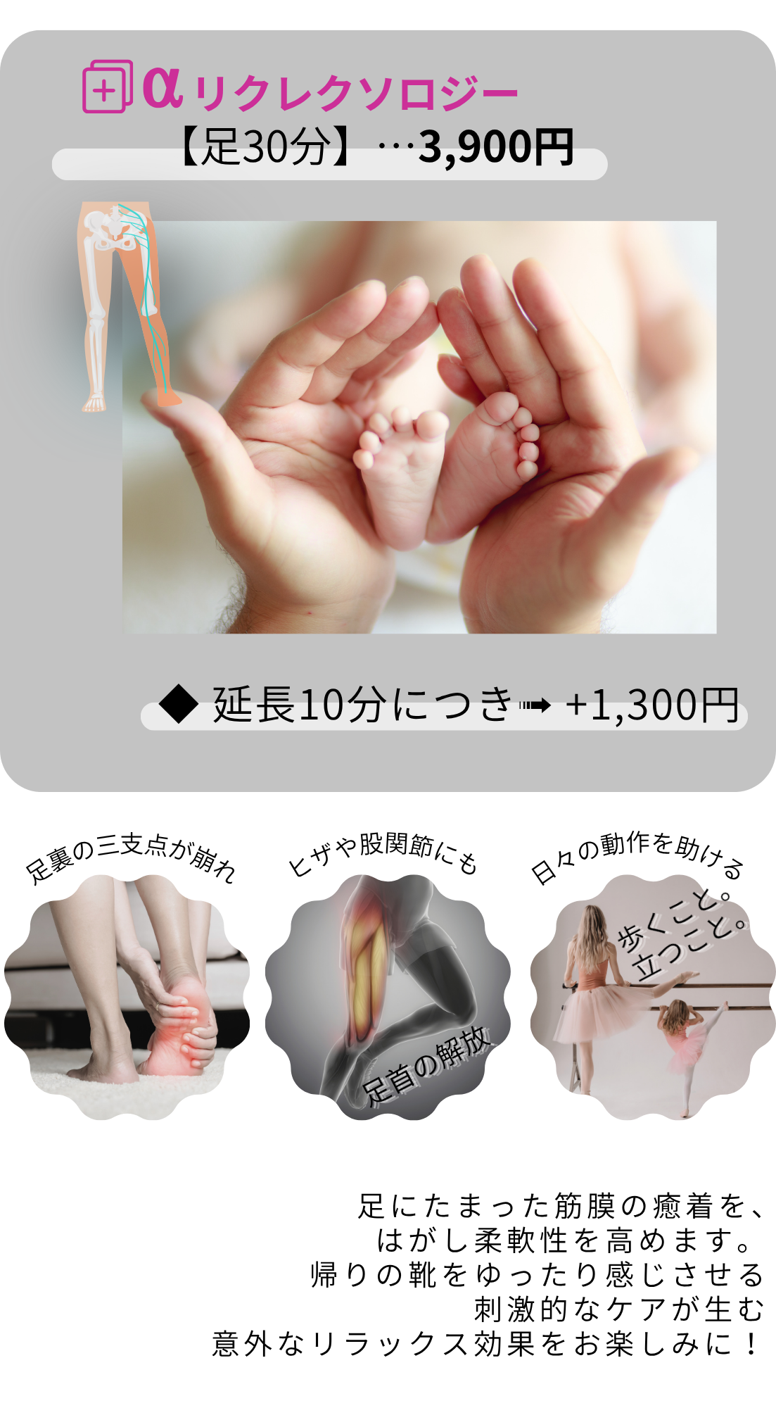 オプションの足つぼケア30分の料金と施術内容